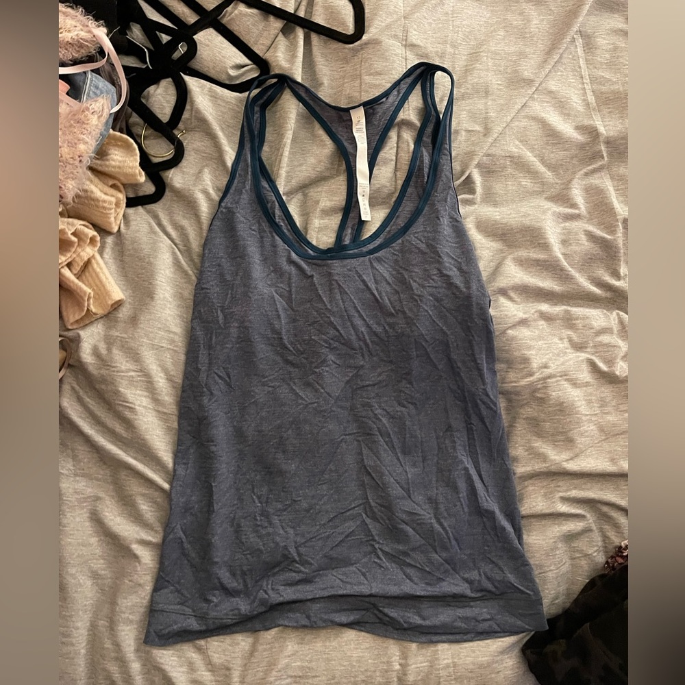 Lululemon blue tank, fun back with multiple layers - never worn